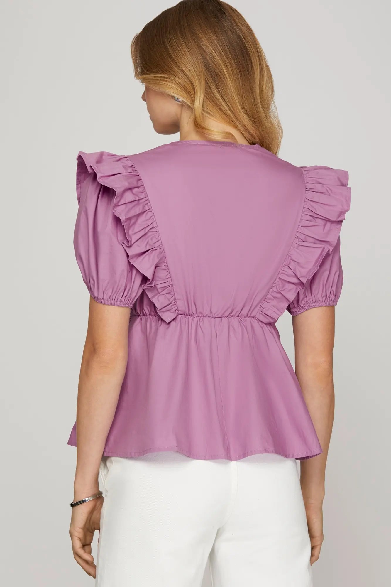 Violet Short Sleeve Pintuck Top