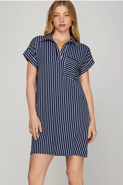 Striped Shirt Mini Dress
