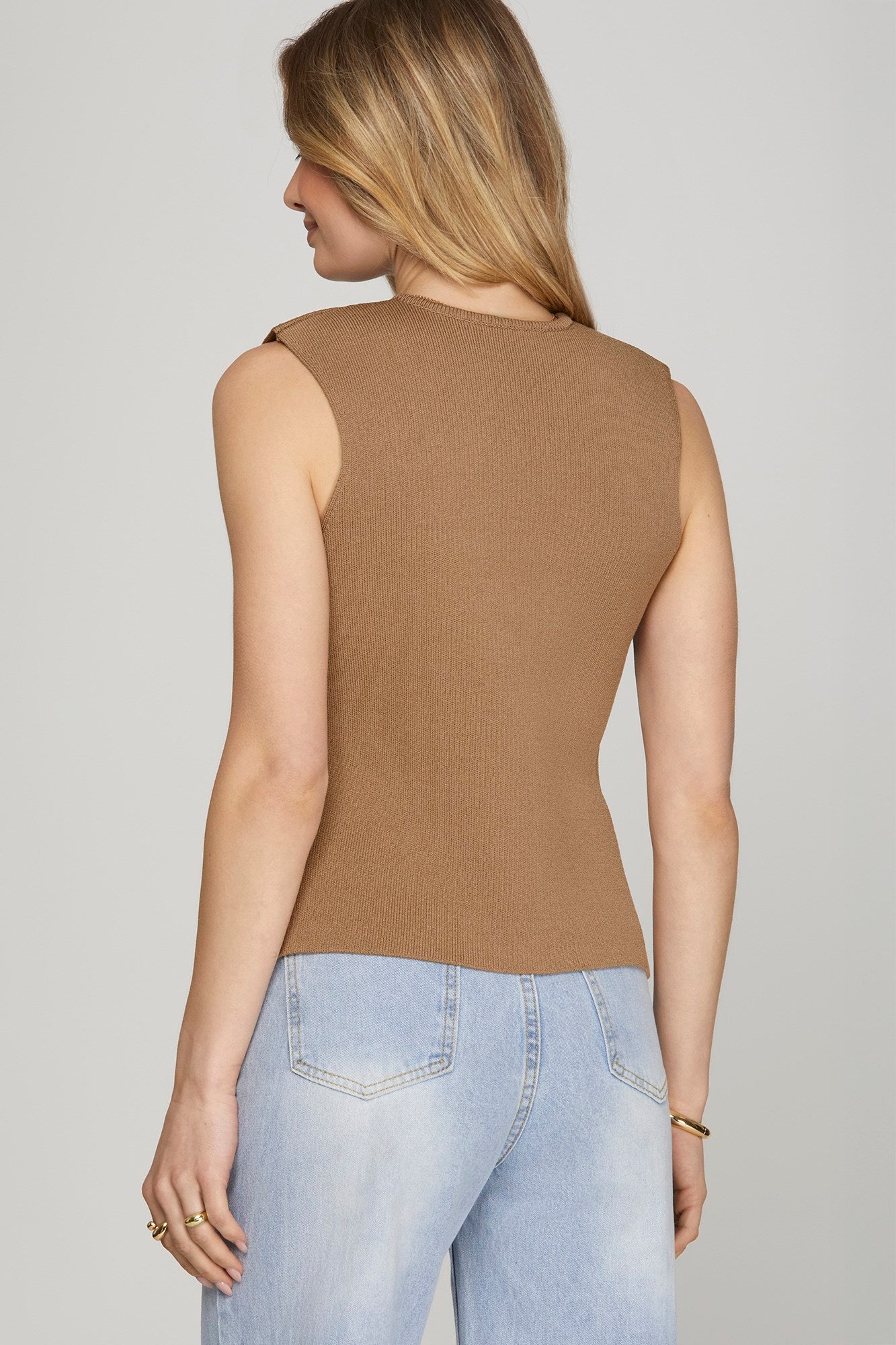 Mocha Sleeveless Sweater Vest