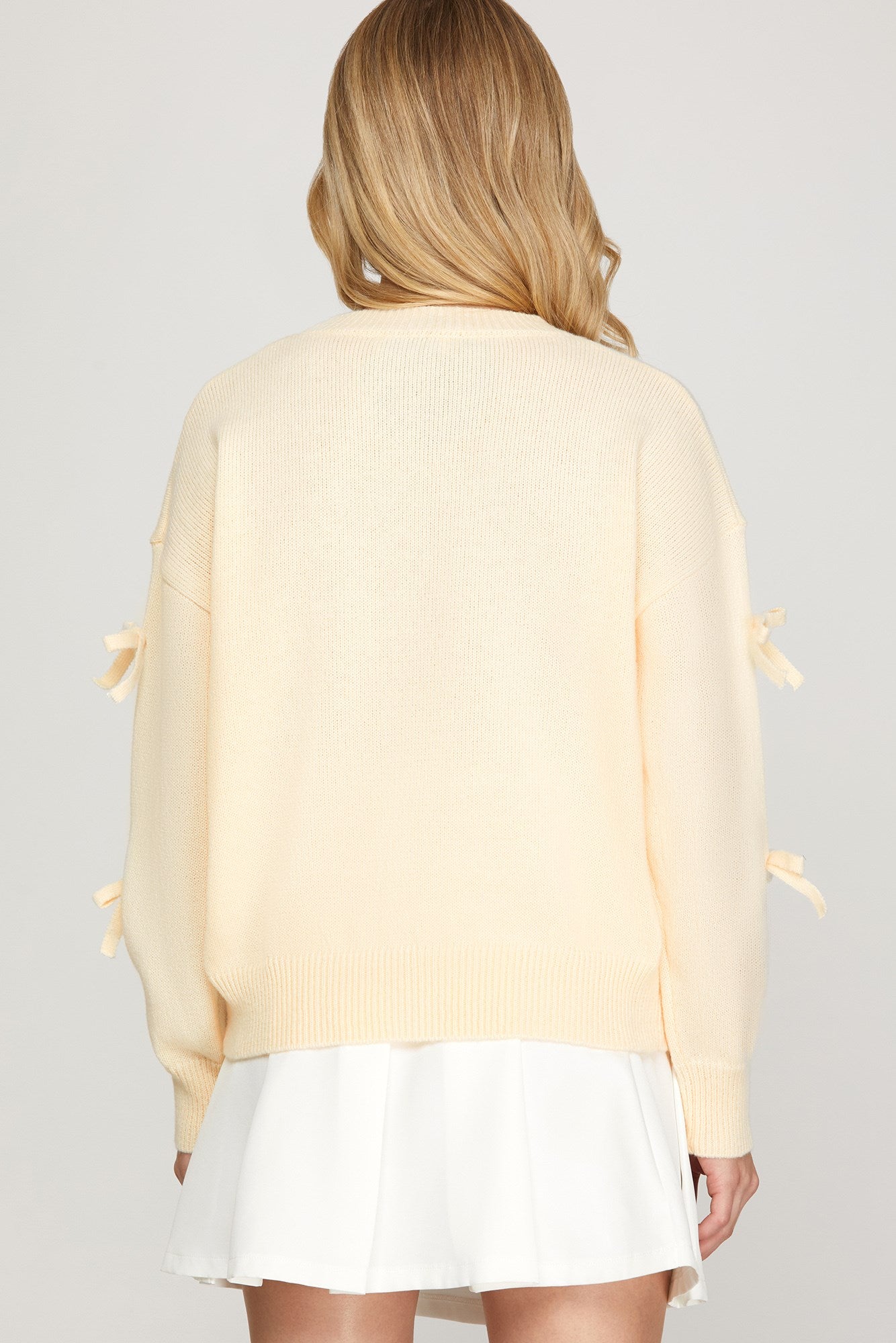 Cream Bow Sleeve Sweater