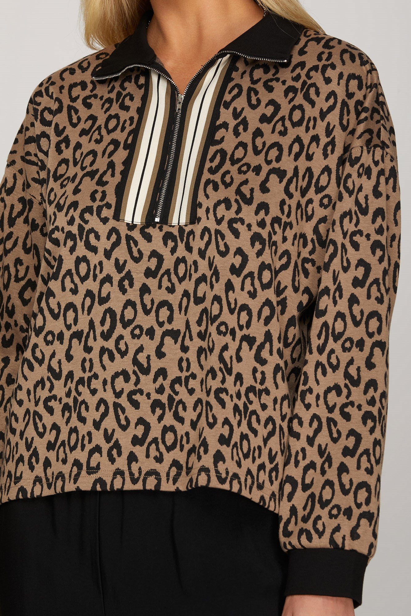 Leopard Half Zip Top & Mini Skirt Set