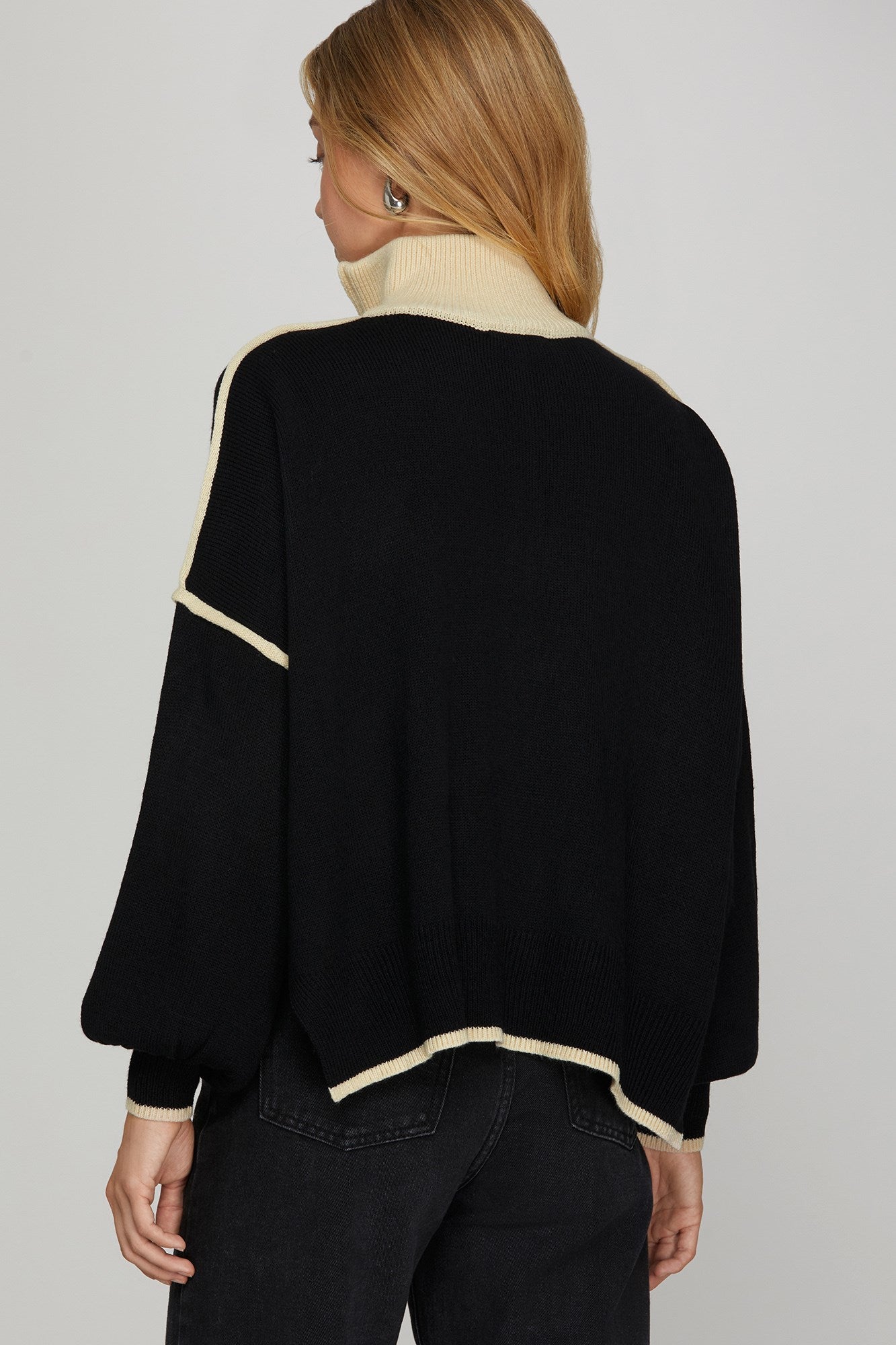 Black Half Zip Contrasting Detail Sweater