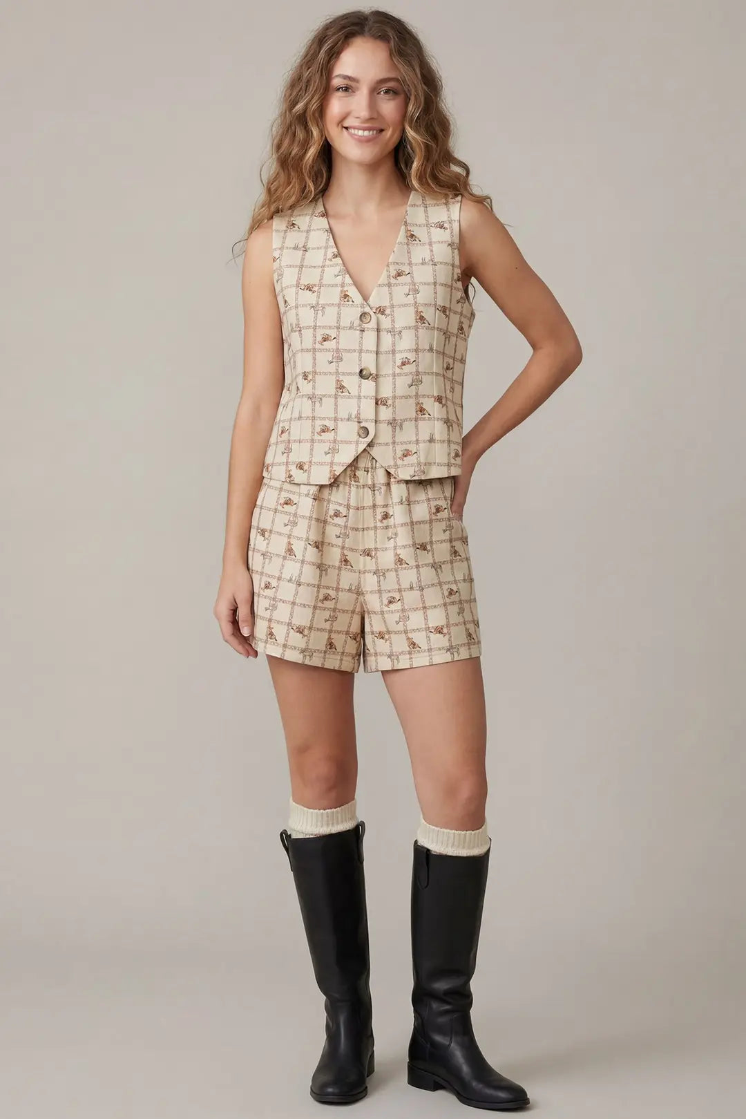 Horse Grid Vest & Shorts Set