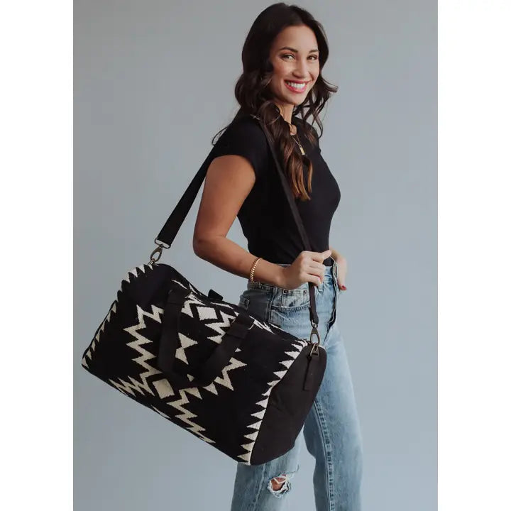 Black & Cream Aztec Duffle Bag
