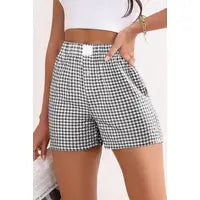 High Waisted Black Gingham Shorts