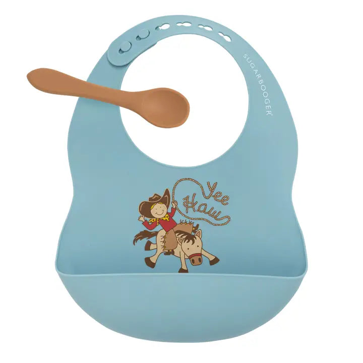 Yee Haw Fresh & Messy Silicone Bib & Spoon
