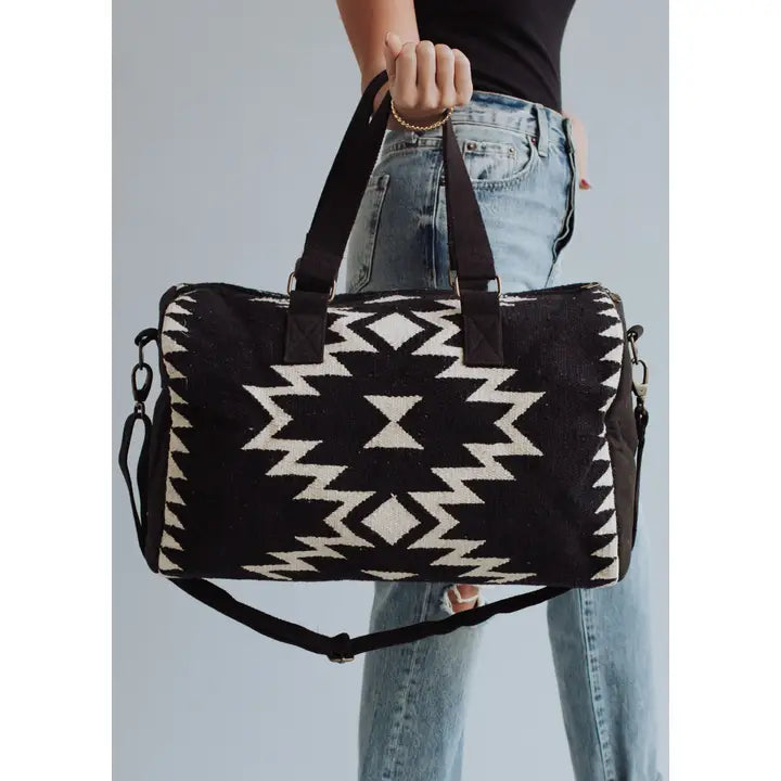 Black & Cream Aztec Duffle Bag