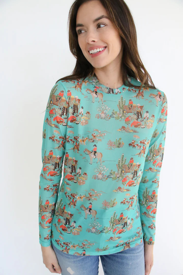 Turquoise Wagon Mesh Top