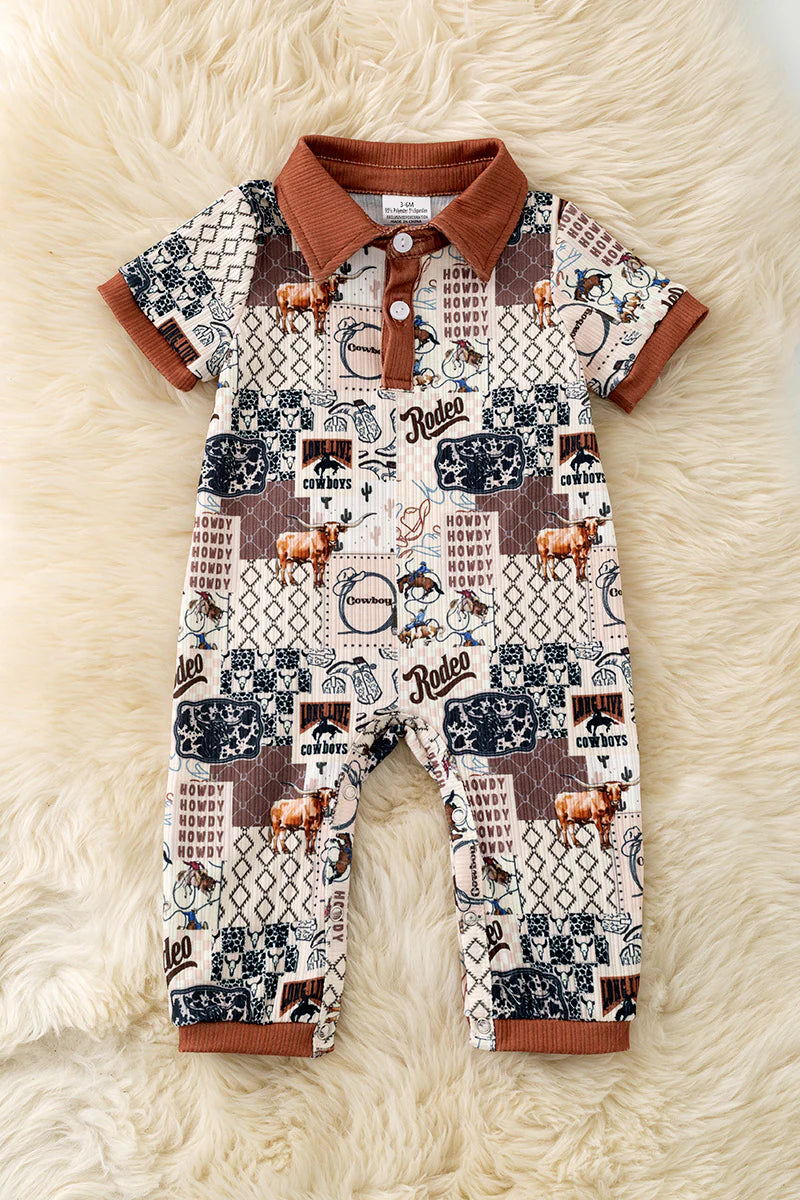Rodeo Multi Print Jumpsuit with Snaps