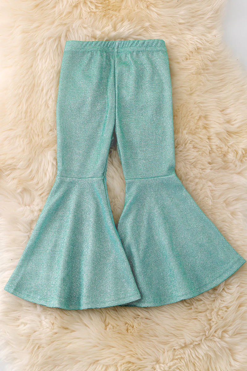 Infant & Girls Shimmery Mint Bell Bottoms
