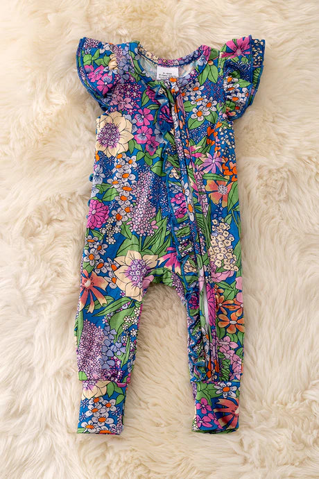 Infant Floral Ruffle Butt Romper