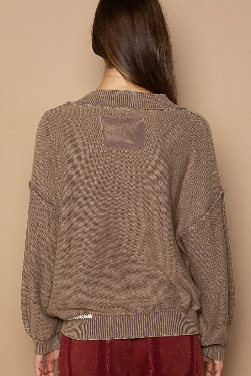 Mocha V-Neck Sweater