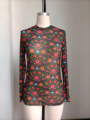 Fiesta Black Mesh Top