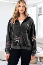 Washed Black Star Patch Hoodie