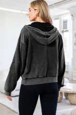 Washed Black Star Patch Hoodie