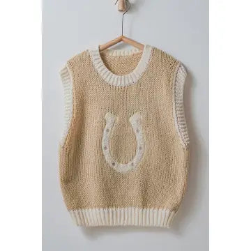 Mocha Horseshoe Crochet Sweater Vest