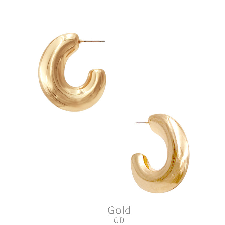 Chunky Gold Hoop Post Earrings