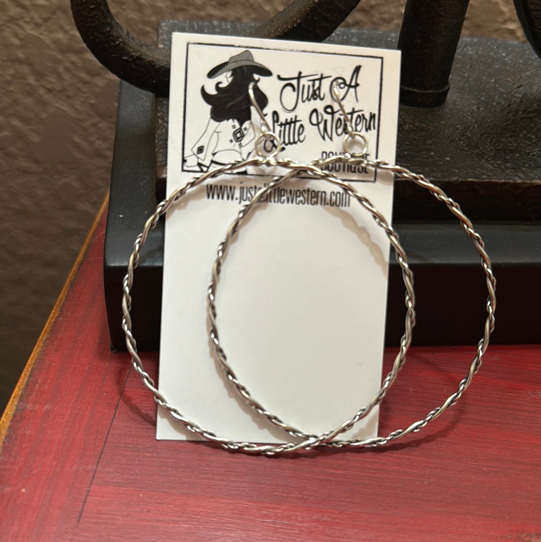 Sterling Silver Large Rope Hoops