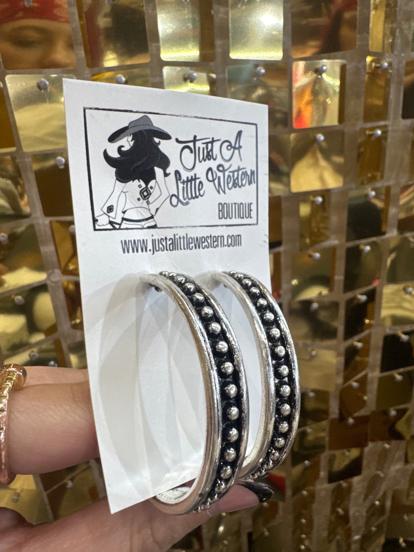 Silver Distressed Bubble Hoop Earrings