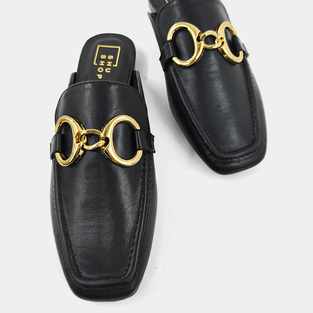 Andromeda Black Slip On Loafers by ShuShop
