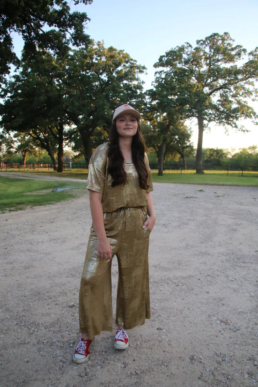 Bronze Metallic Pants