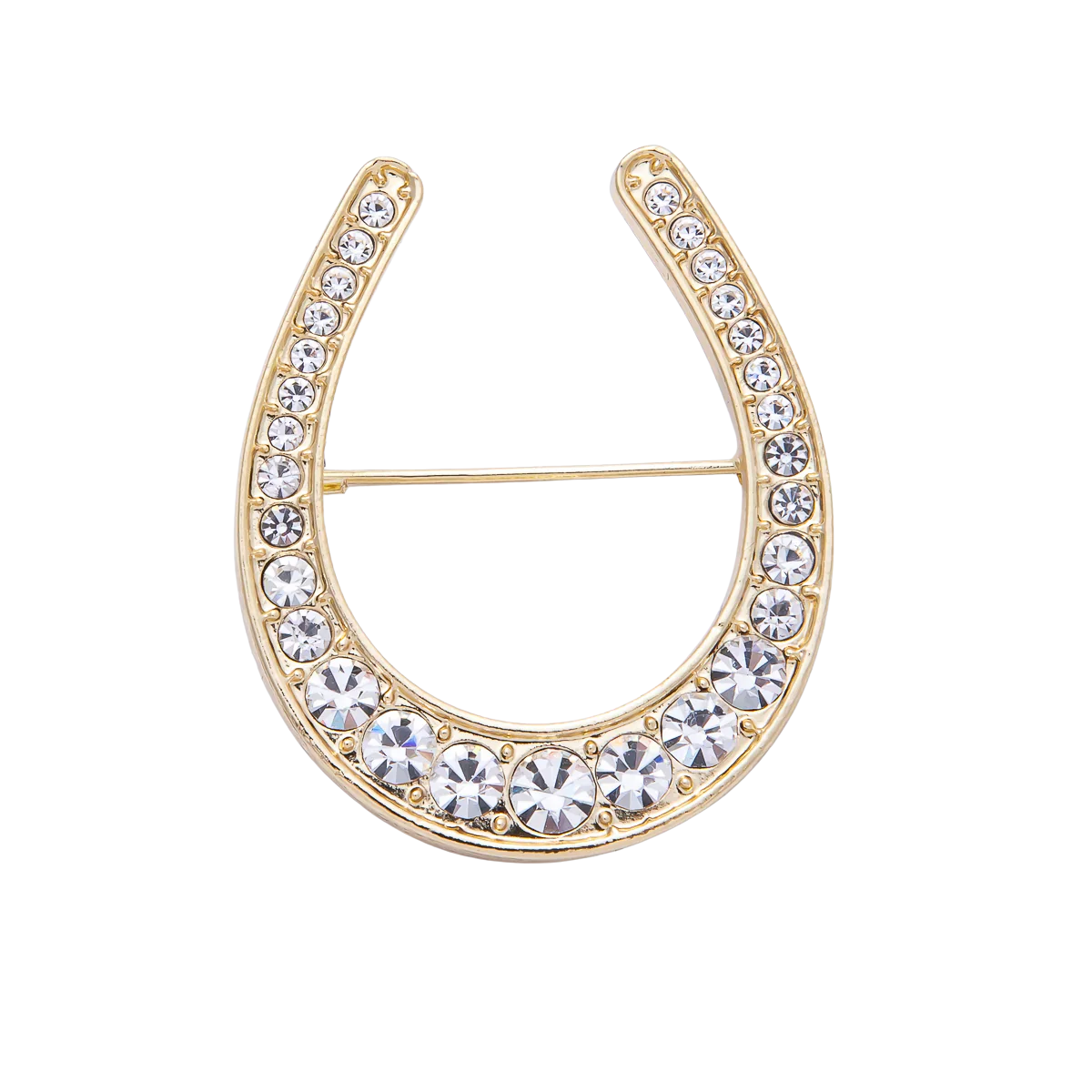Jumbo Gold Horseshoe Diamond Brooch Pin