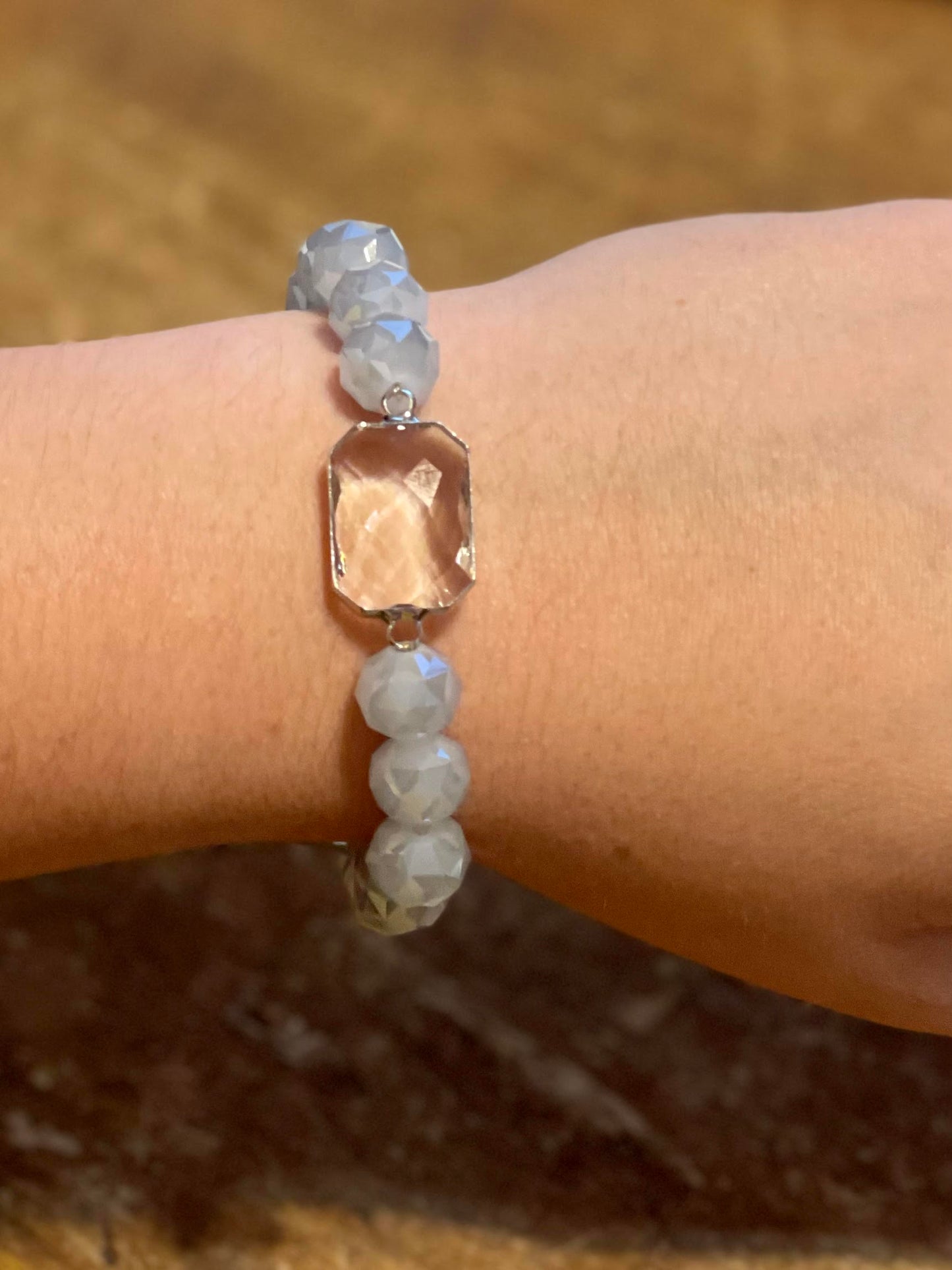Clear Crystal & Grey Beads Bracelet