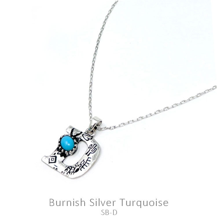 Silver Western Initial Necklace