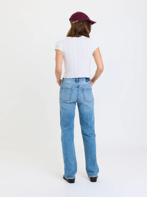 DAZE Rebel Mid Rise Slim Straight- On Repeat Blue