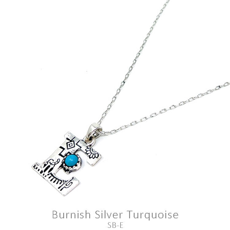 Silver Western Initial Necklace