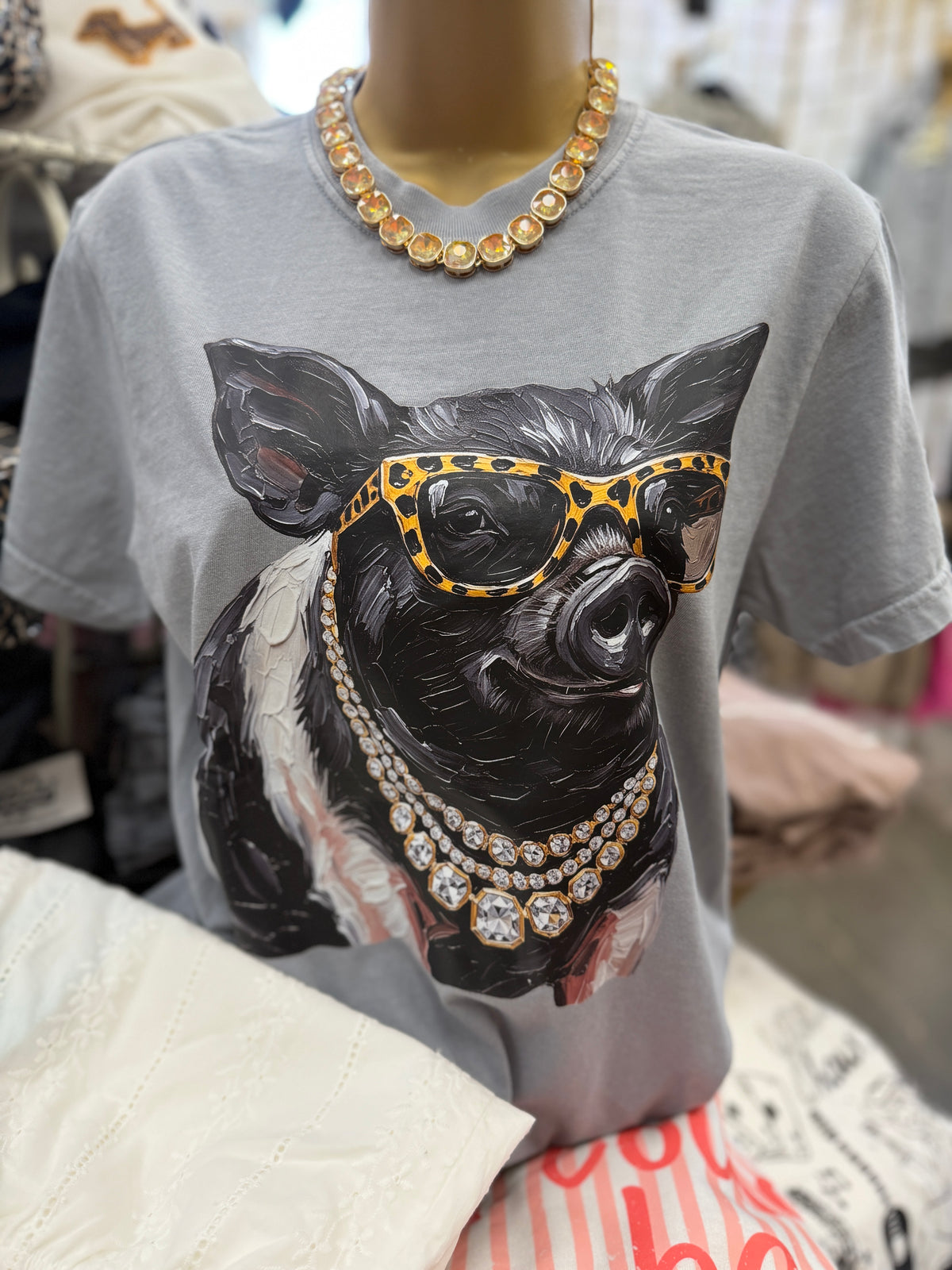 Glam Black Pig Granite Tee