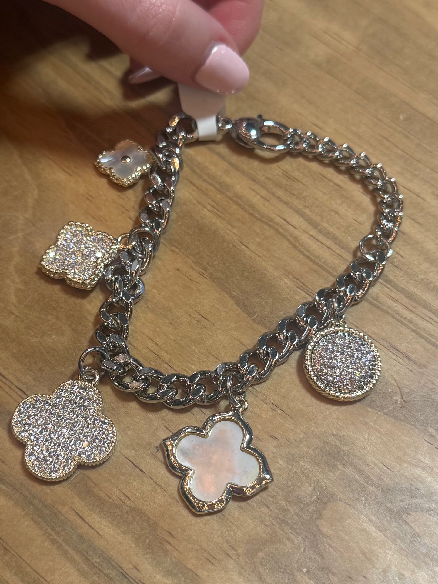 Silver & Gold Cross Charm Bracelet