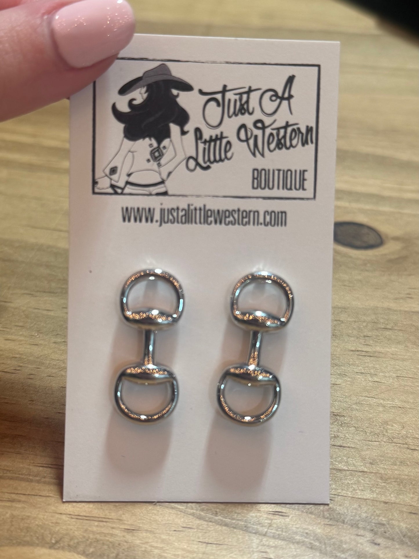 Silver Horse Bit Link Post Earring