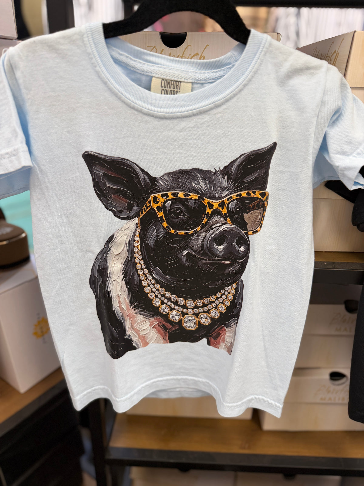 Youth Glam Black Pig Chambray Tee