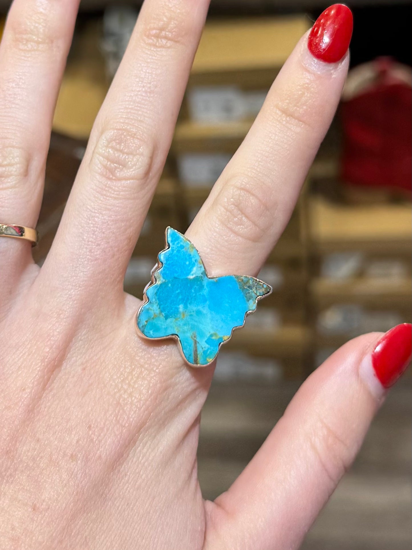 Sterling Silver Authentic Turquoise Butterfly Ring