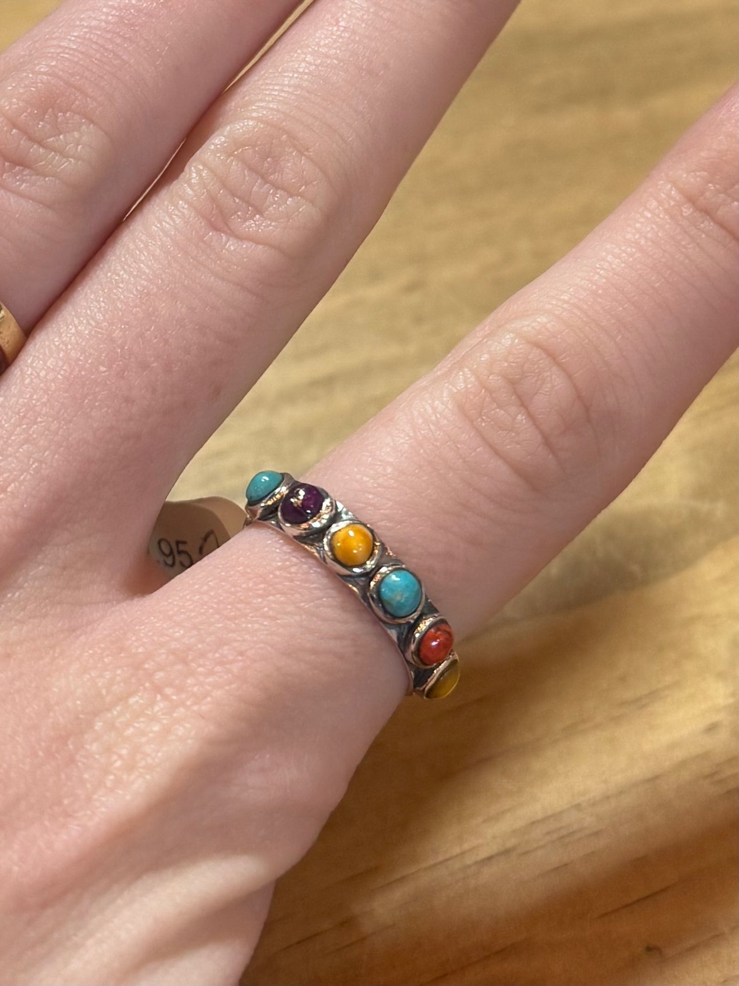 Sterling Silver Six Multi Stone Ring