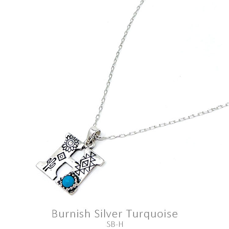 Silver Western Initial Necklace