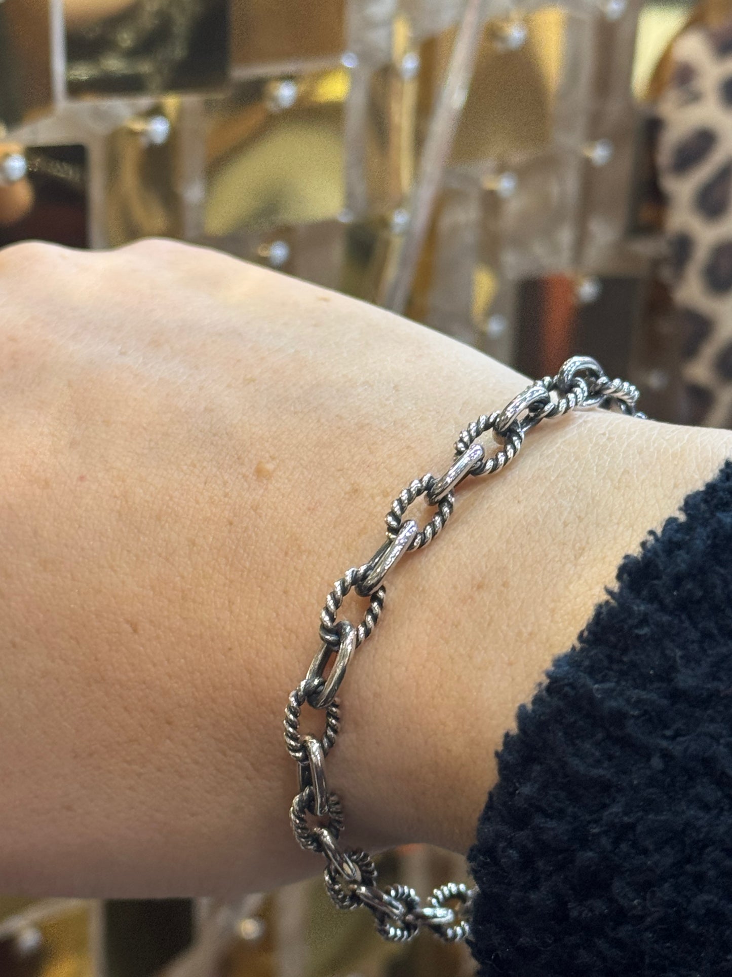8inch Sterling Silver Smooth/Twist Cable Bracelet