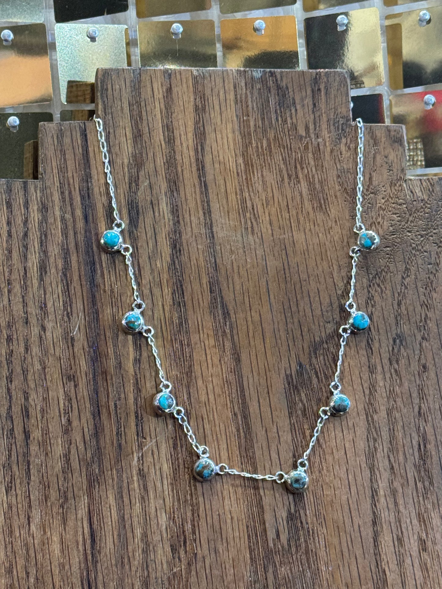 Sterling & Authentic Turquoise Dot Choker Necklace