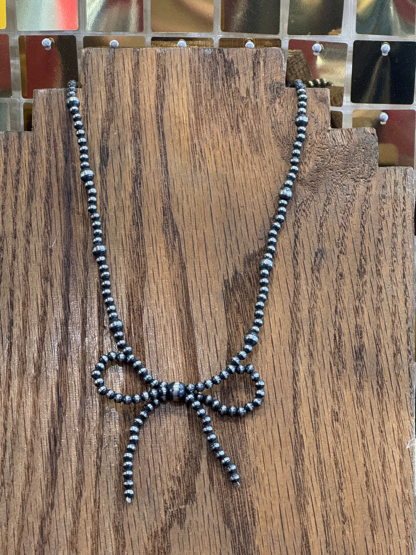 Sterling Silver Pearl Bow Necklace