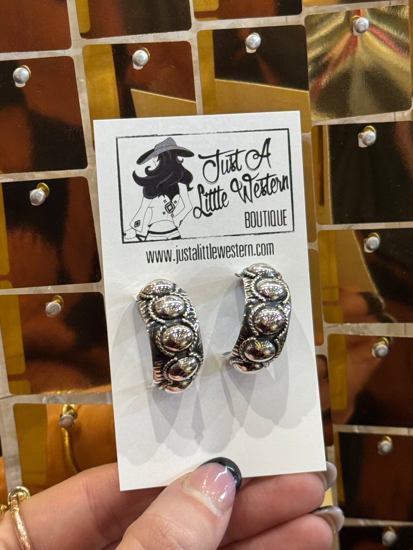 Sterling Silver Stamped Half Hoop