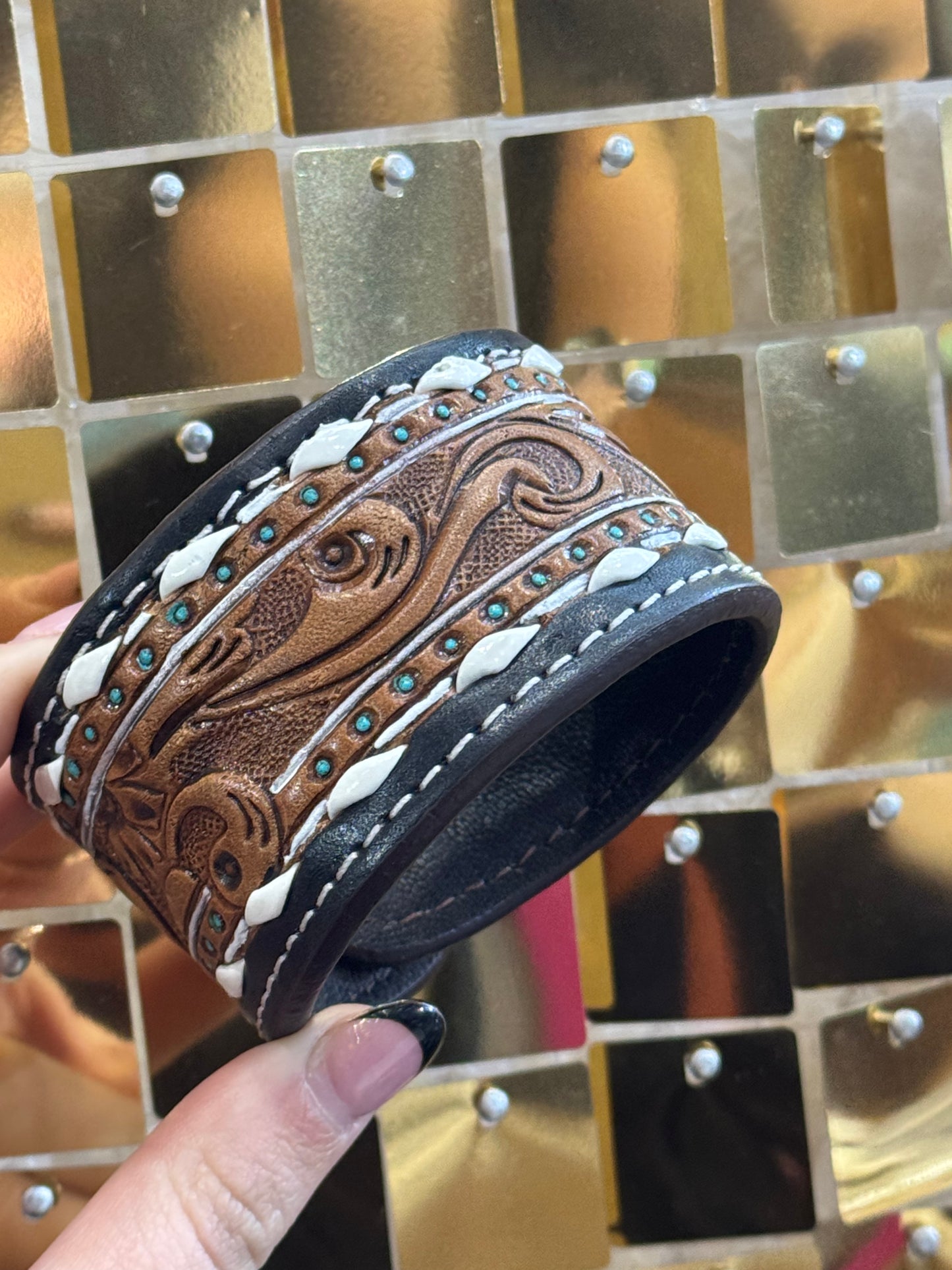 Tooled Buck Stitch Cuff Bracelet