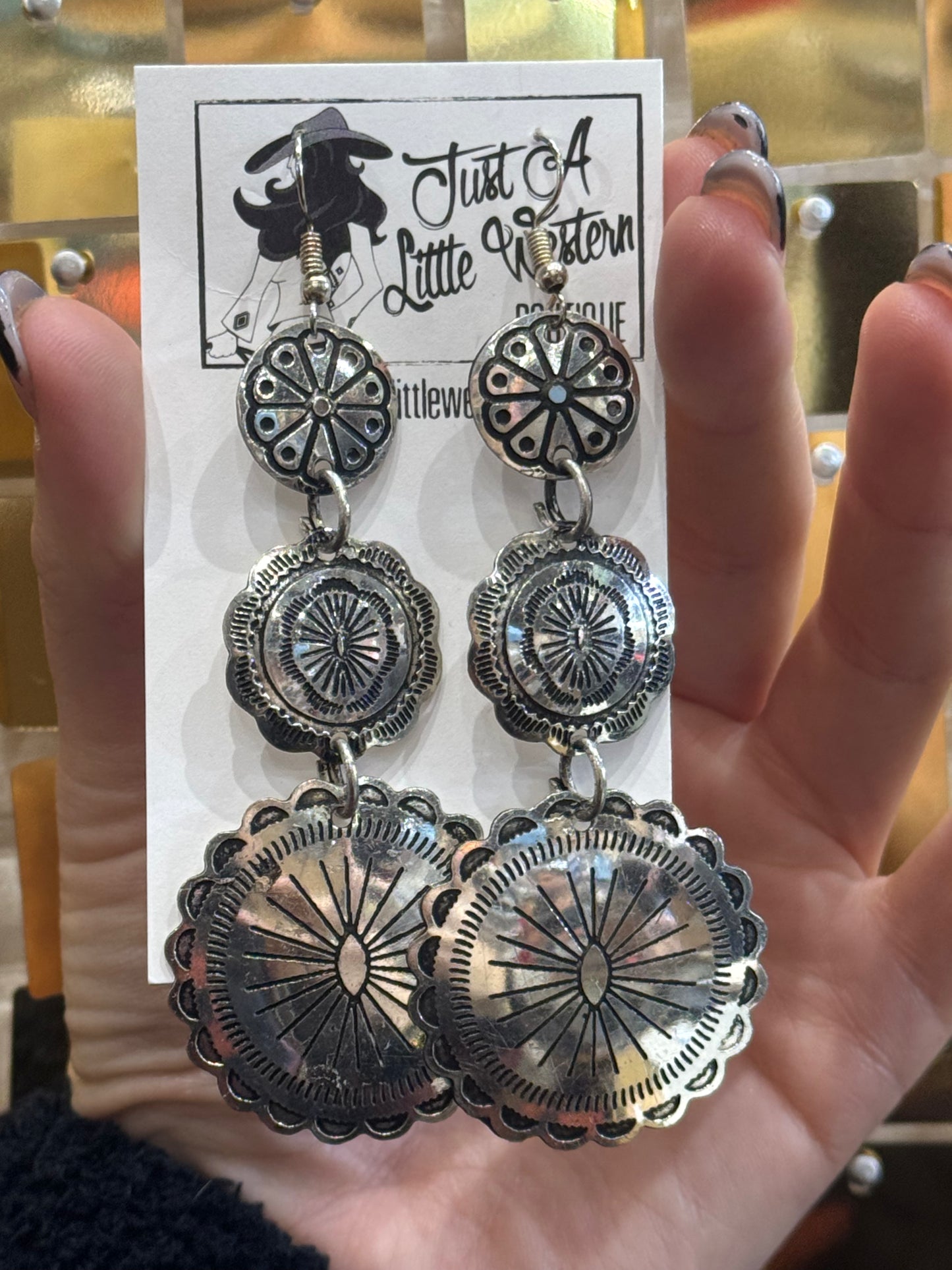 Triple Dangle Concho Earring