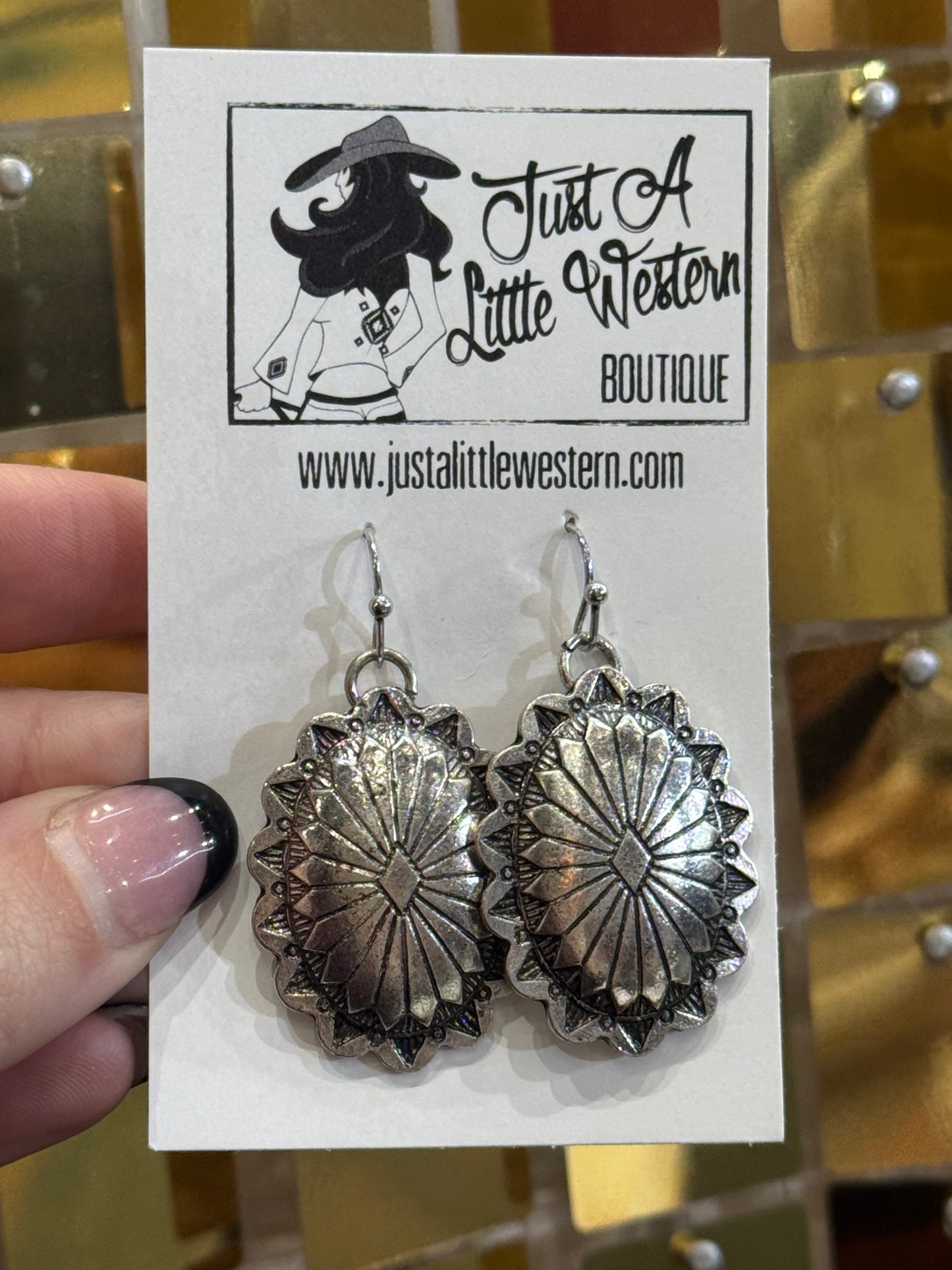 Oval Stamped Concho Earring