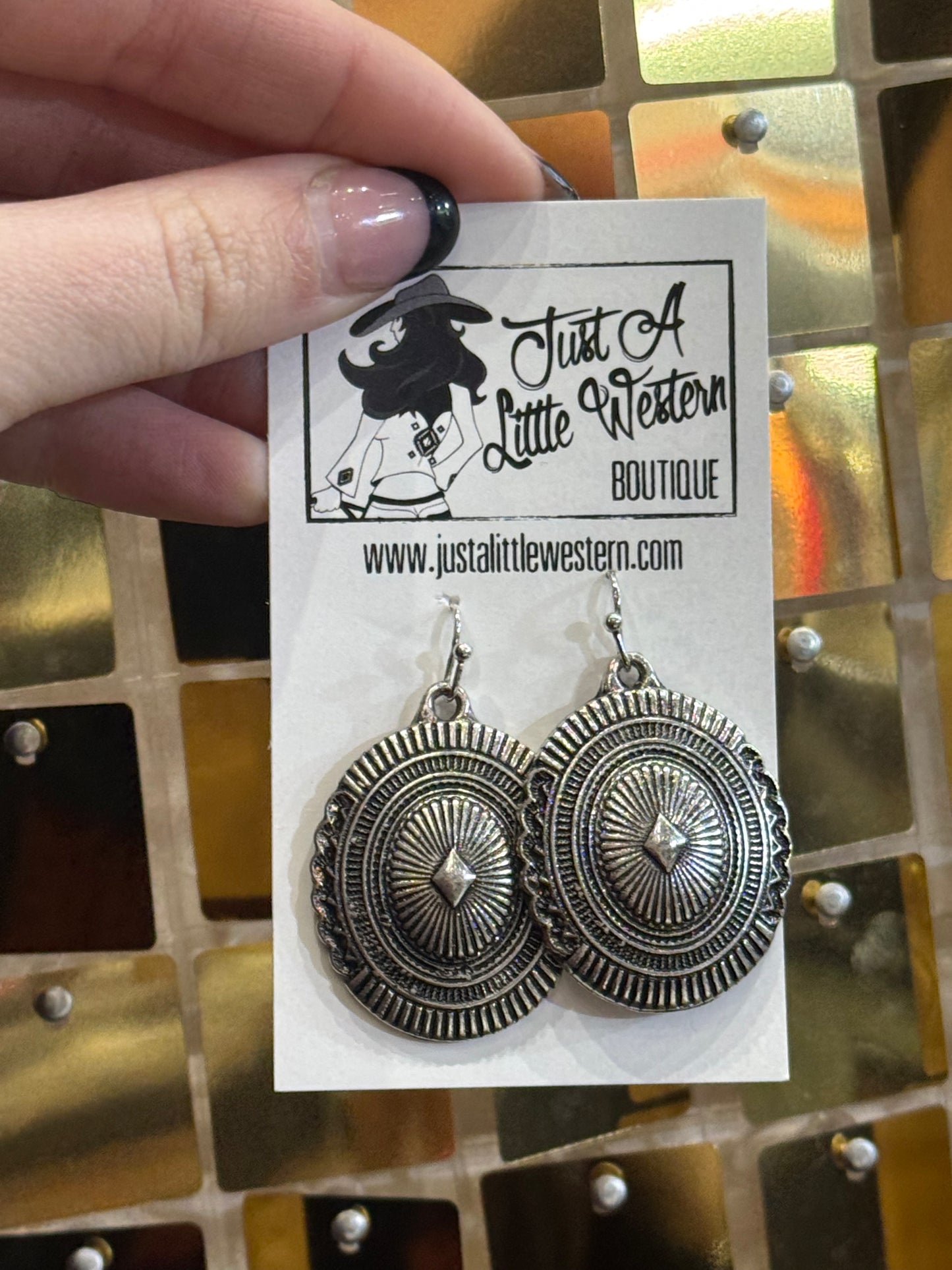 Stamped Distressed Silver Dangle Earring