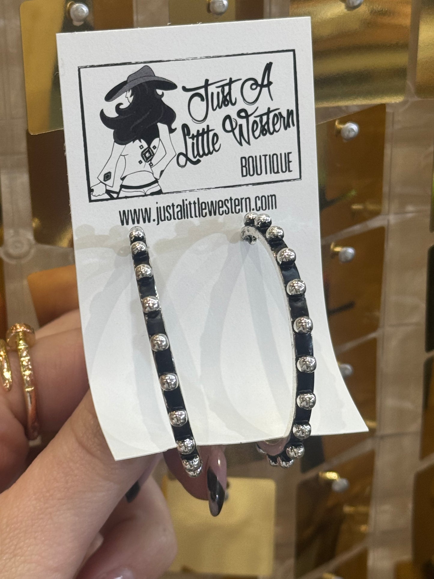 Thin Silver Distressed Dot Post Hoop