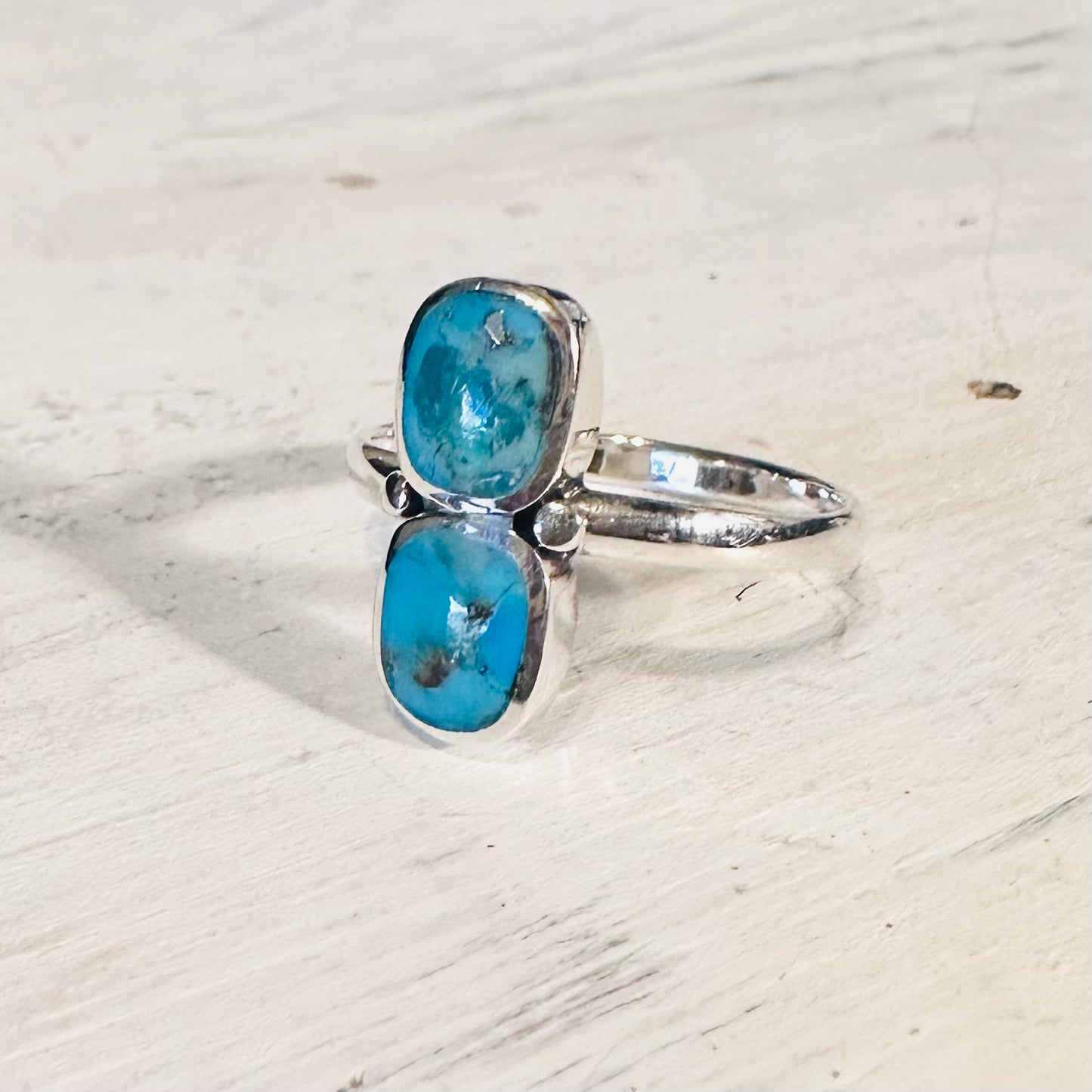 Sterling & 2 Turquoise Stone Ring
