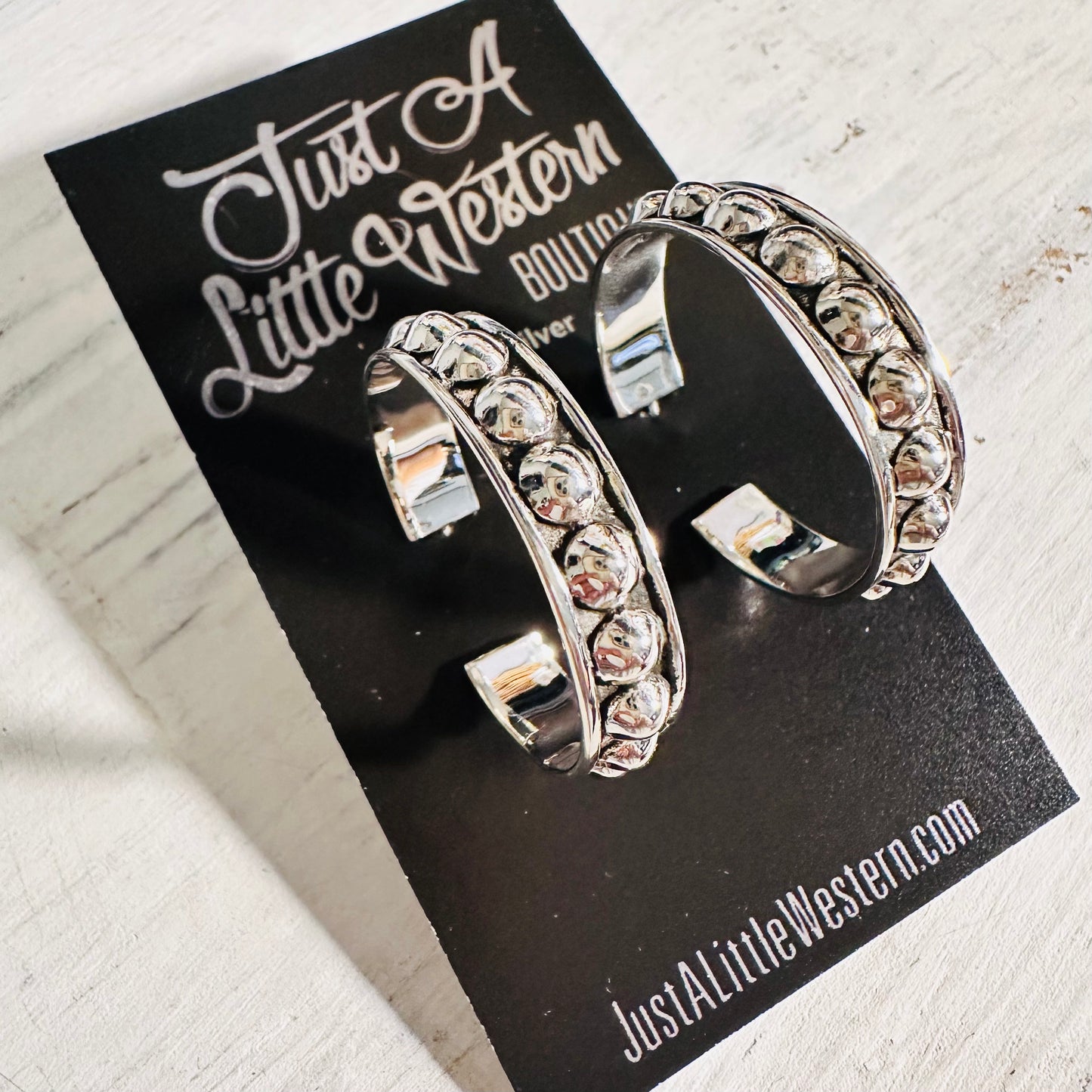 1 1/8" Sterling Bubble Bead Hoop Earring