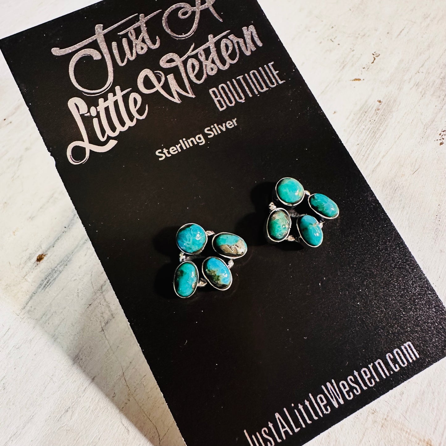 Sterling & Turquoise Small Half Cluster Stud Earrings