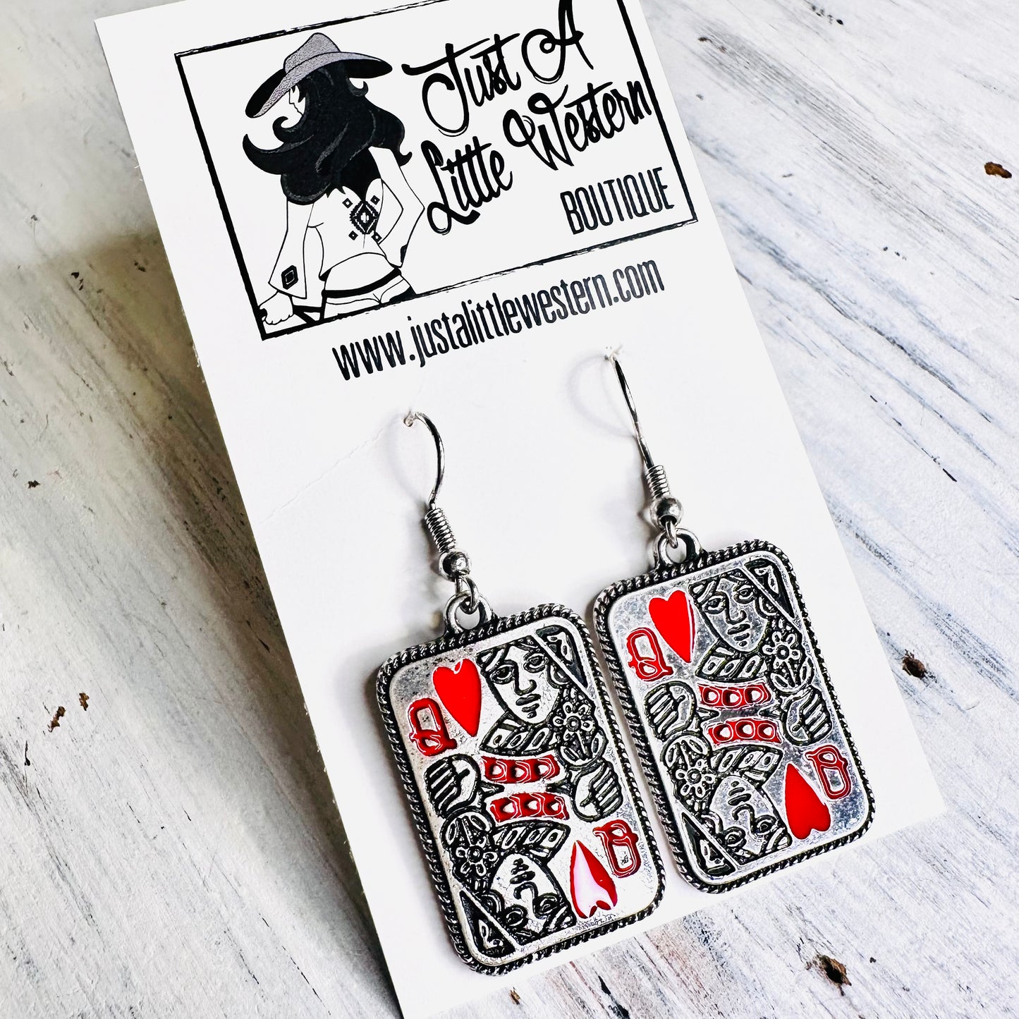 Queen of Hearts Card Dangle Earrings